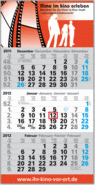 3-Monatskalender "Middle" B 58F  blaue Feiertag