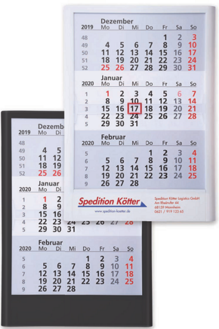 Wandkalender 3 Monate (2 Jahre) mit Werbedruck