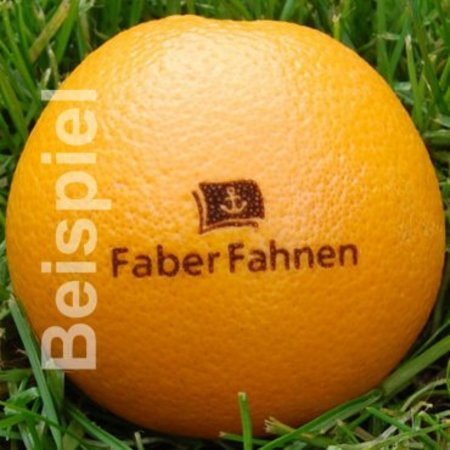 Orange mit Logo