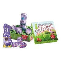 Osternest mit Schokolade von Milka mit Firmenlogo