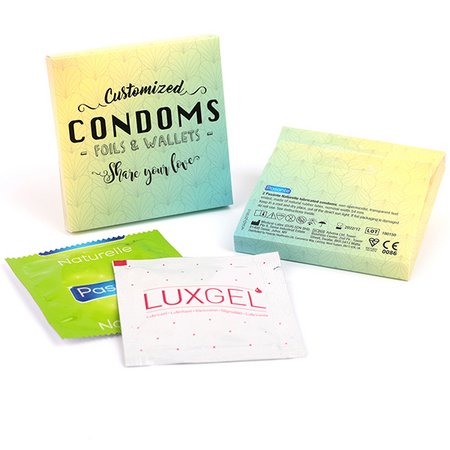 64duo - 1 Kondom + 1 Gleitmittel in Verpackung mit Logo