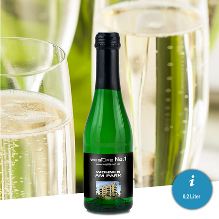 Sekt Cuvée Piccolo 0,2l grün mit Firmenlogo