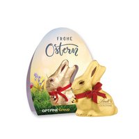 Werbe-Aufsteller „Lindt Goldhase“ mit Glöckchen, 50 g mit Werbedruck