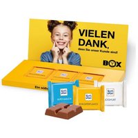 Präsentbox „Business“ mit Ritter SPORT Mini in klimaneutraler Verpackung mit Werbung