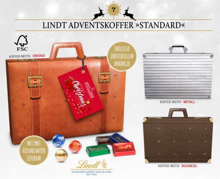 Adventskalender Koffer Standard mit Werbekarte