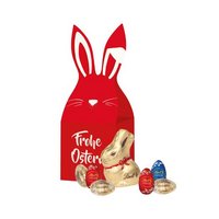 3D Präsent „Häschen“ mit Lindt Eier und Goldhase mit Werbedruck