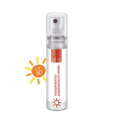 Sonnenschutz Spray 20ml bedrucken mit Logo als Werbeartikel