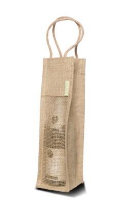 Jute Wine Tasche 1 Flasche Mesh mit Logo