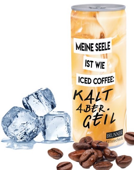 Eiskaffee mit Werbung