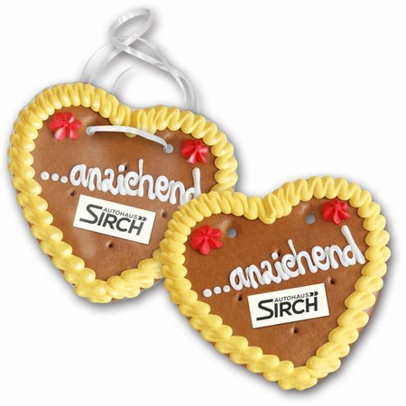 Lebkuchenherzen mit Text und Logo