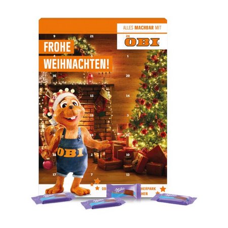 Wand-Adventskalender mit Milka Schokolade mit Werbung oder Logo