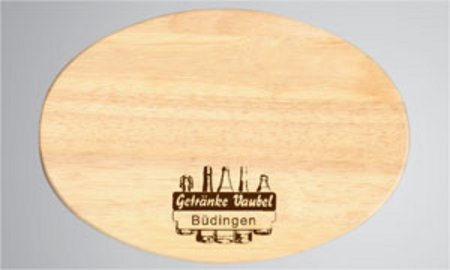 Holzbrettchen oval mit Werbung oder Logo