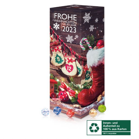 Karton Adventskalender Turm Lindt mit Werbedruck