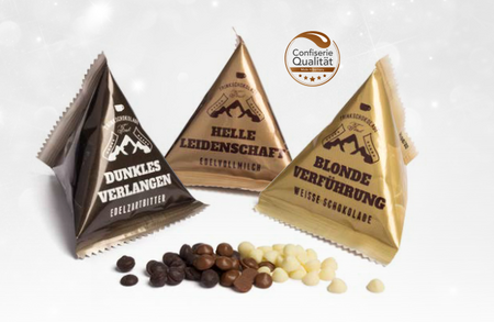 Trinkschokolade im Tetraeder mit Werung oder Logo