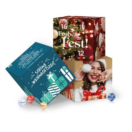 Adventskalender Cube Organic Lindt mit Werbelogo