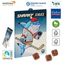 Sport-Schoko-Adventskalender, individueller Druck ihres Logos, klimaneutral produziert, nachhaltiges Werbemittel zur Weihnachtszeit