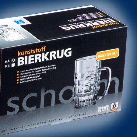 Bierkrug 0,4l SAN, 6-er Karton mit Logo