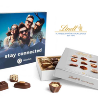 Lindt Mini Pralinés in individuell bedrucktem Werbeschuber