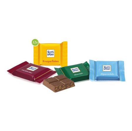 Füllvarianten Präsent Cube mit Ritter SPORT