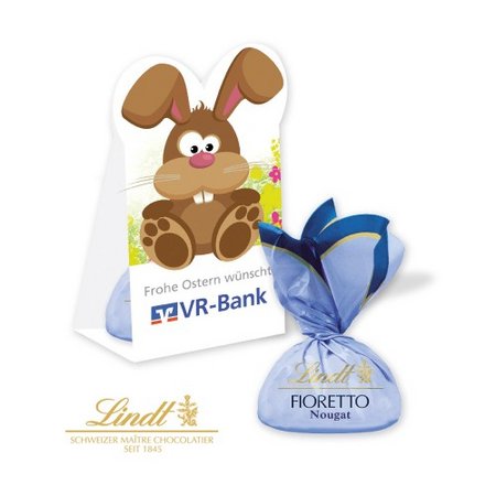 Osterhase mit Mini-Fioretto mit Werbung,Logo