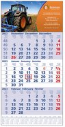 3 Monats-Wandkalender blau Jahreskalendarium auf jedem Blatt mit Logo