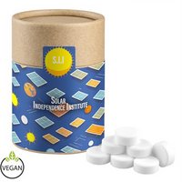 Biologisch abbaubare Eco Pappdose Midi mit zuckerfreien Pfefferminz Drops 80g mit Logo 