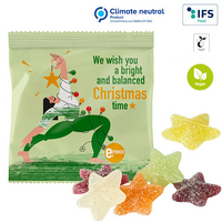 Veganes Weihnachtsgelee ohne Gelantine in einem individuell bedruckten kompostierbaren Werbetütchen mit ihrem Logo.