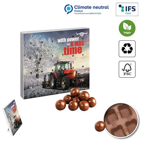 Mini-Adventskalender Schokoknusperkugeln mit Werbung