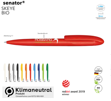 Senator Kugelschreiber Skeye Bio individuell bedruckbar als Werbemittel