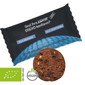 Bio Cookie Schoko-Haselnuss im Flowpack mit Werbung
