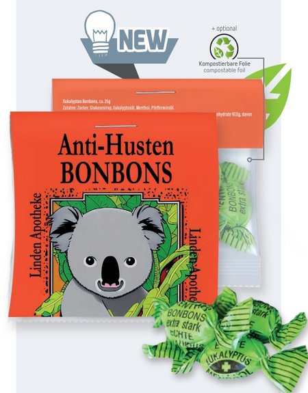 Eukalyptus Bonbons 25g mit Werbung