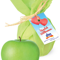 Apfel mit Werbedruck oder Firmenlogo