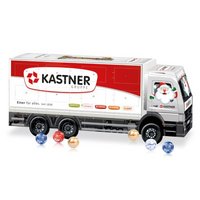 Adventskalender LKW Form mit Lindt Füllung und Werbebotschaft