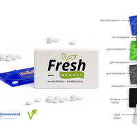 MintCard mit Pfefferminztabletten mit Werbedruck und Logo