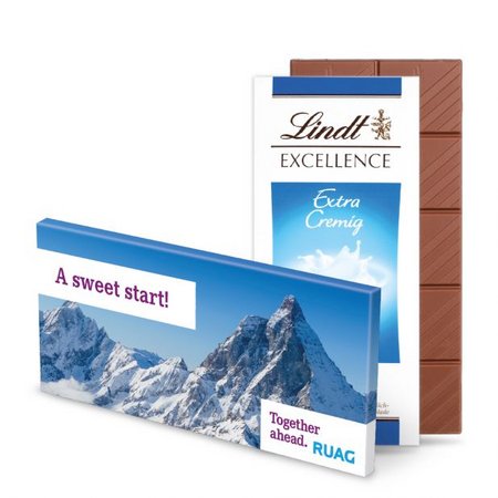 100g Schokoladentafel Excellence von Lindt mit Werbedruck