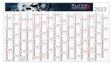 Wandplaner mit 15 Monaten mit Wwerbedruck