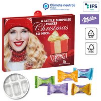 Nachhaltiger Premium Präsent Wand-Adventskalender individuell bedruckt mit ihrem Logo und gefüllt mit Milka Zarte Momente