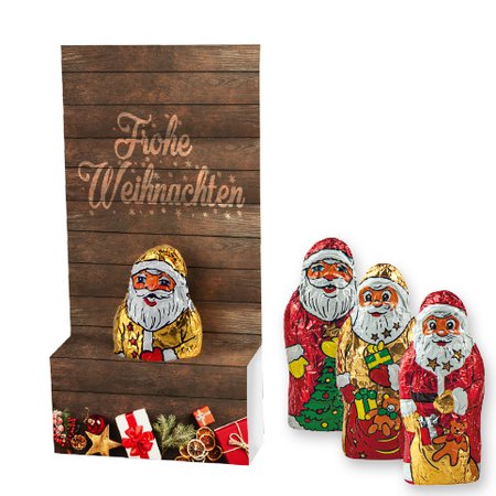 Mini+Schoko-Weihnachtsmann in Display-Box 10g mit Logo