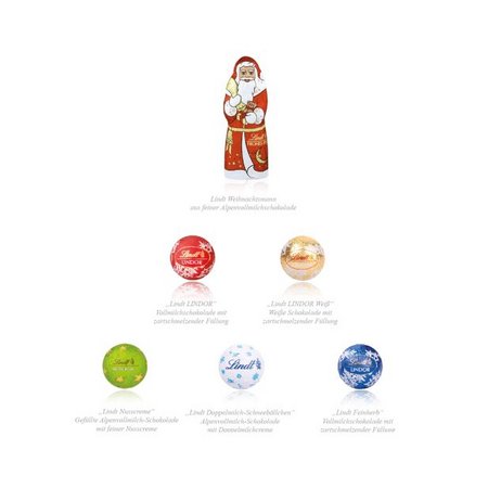 Lindt Minis und Weihnachtsmann in Cube Adventskalender