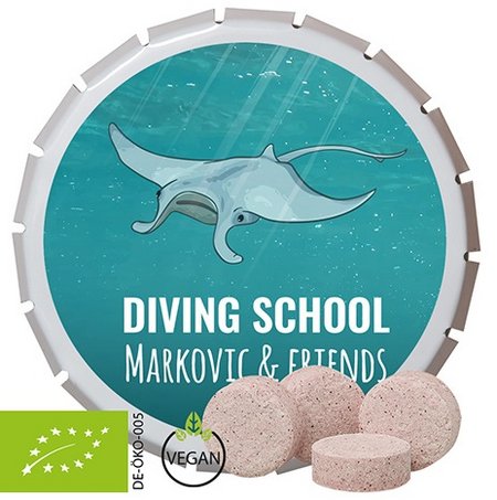 Bio Traubenzucker Acerola-Kirsch 20g in Klick-Klack-Dose mit Logo