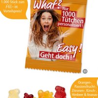 Gummibärchen mit Werbung