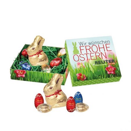 Lindt Schokoladen Osternest bedrucken als Werbegeschenk