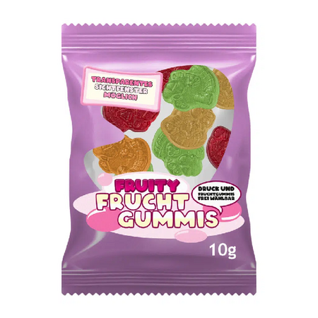 Fruchtgummi-Tütchen (Standardformen) individuell bedrucken als Werbemittel