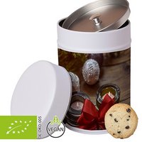 Bio Cookie in Metalldose mit Werbedruck