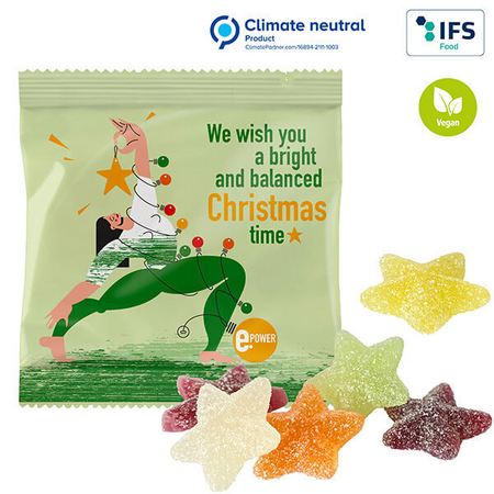 Veganes Weihnachtsgelee ohne Gelantine in einem individuell bedruckten Werbetütchen mit ihrem Logo.