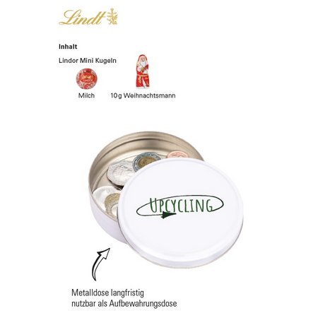 Inhalt der Lindt Weihnachtsdose in eigenem Design bedruckt