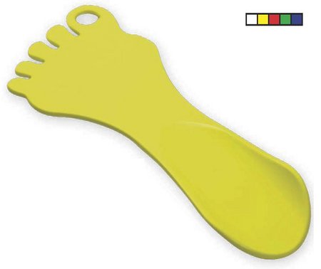Schuhanzieher in Fußform gelb bedrucken lassen
