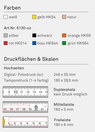 2m Zollstock "Luxus" farbig Farbvarianten, Druckflächen & Skalen
