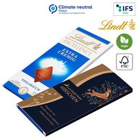 Lindt & Sprüngli EXELLENCE Tafel, individuell bedruckter Werbeschuber mit ihrem Logo oder Emblem als optimales versüßendes Werbemittel
