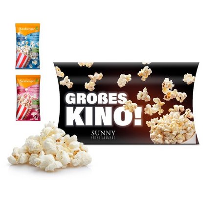 Seeberger Mikrowellen-Popcorn in Werbekartonage mit eigenen Logo